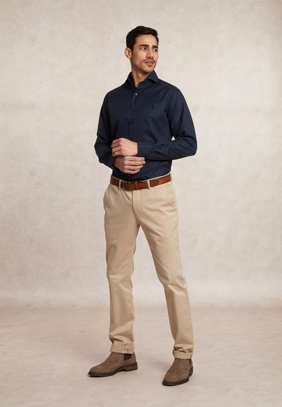 River Woods Regular Fit Katoenen Hemd Blauw