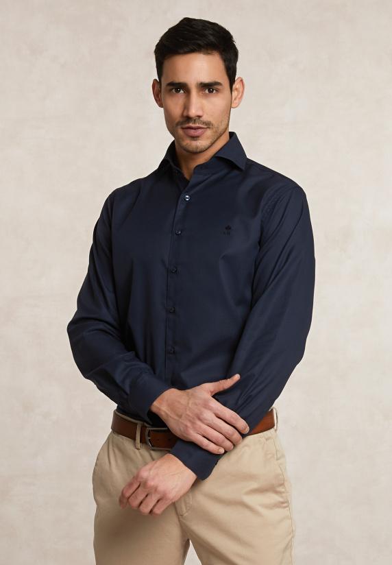 river woods Regular fit katoenen hemd blauw