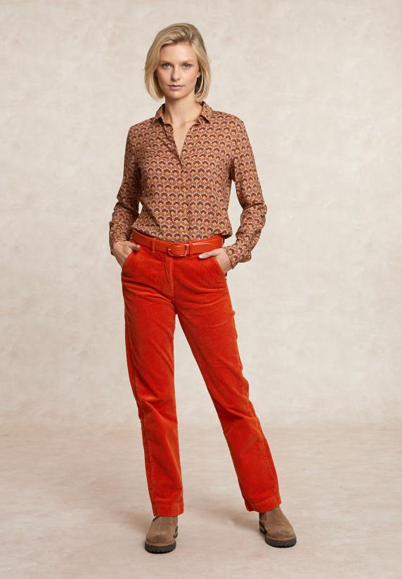 river woods Ribfluwelen broek hoge taille oranje