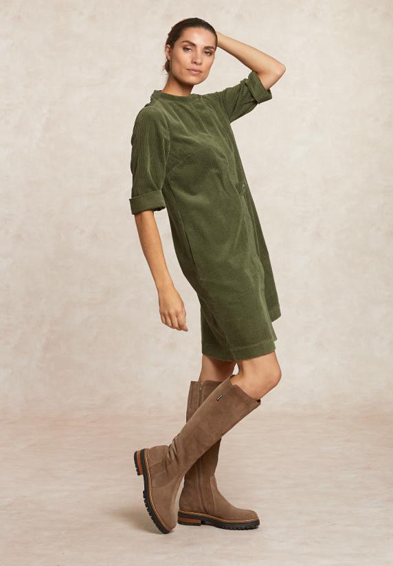 river woods Ribfluwelen jurk 3/4 mouwen kaki