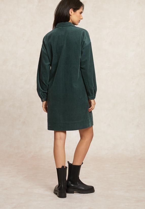 River Woods Ribfluwelen Jurk Met Knopen Groen