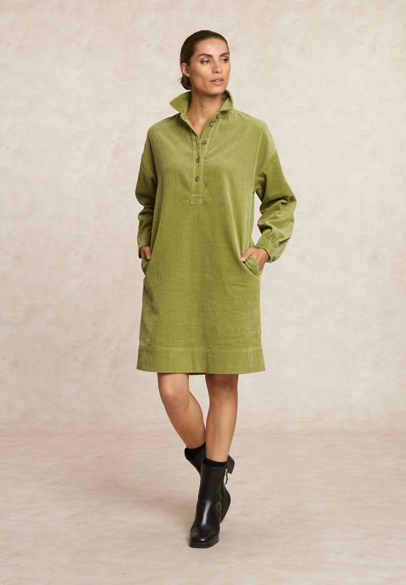 river woods Ribfluwelen jurk met knopen olijfgroen