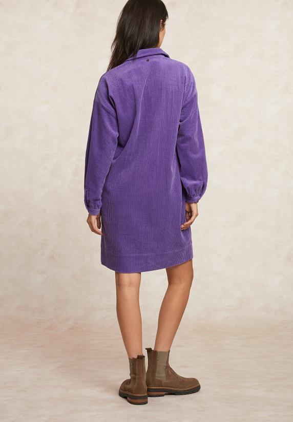 River Woods Ribfluwelen Jurk Met Knopen Paars