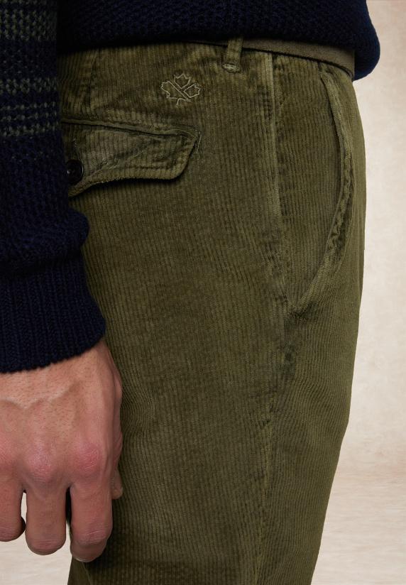 River Woods Ribfluwelen Stretch Broek Kaki