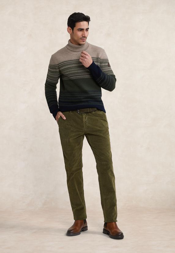 River Woods Ribfluwelen Stretch Broek Kaki