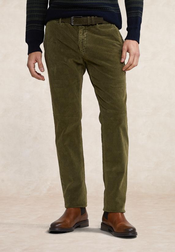 river woods Ribfluwelen stretch broek kaki