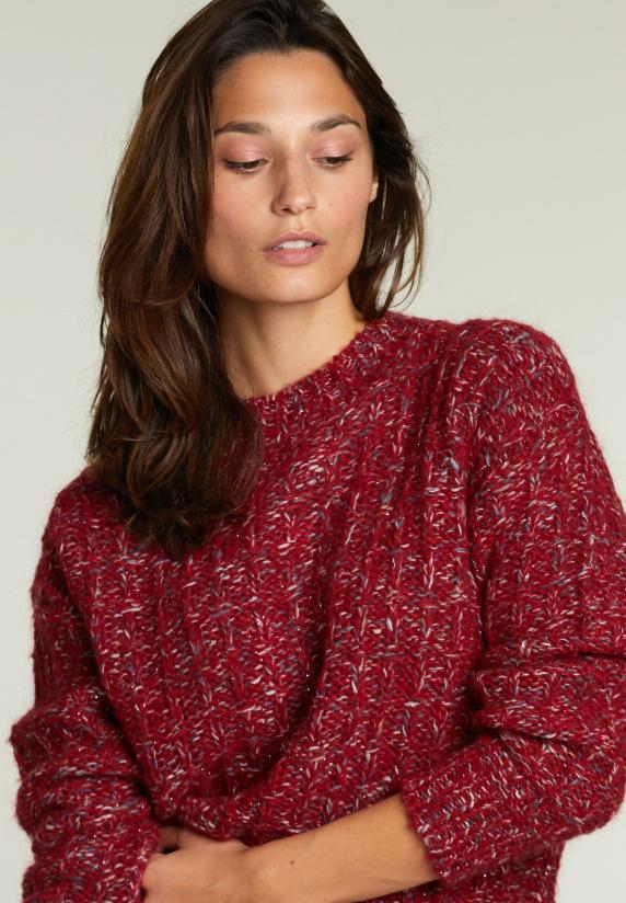 River Woods Rode Glitter Trui Ronde Hals