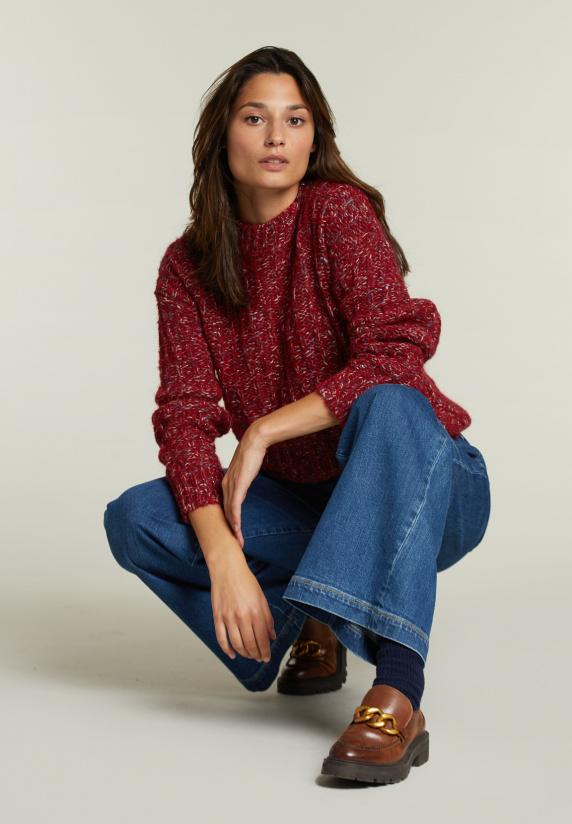 River Woods Rode Glitter Trui Ronde Hals