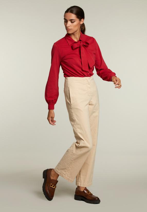 River Woods Rode T-shirt Met Strik