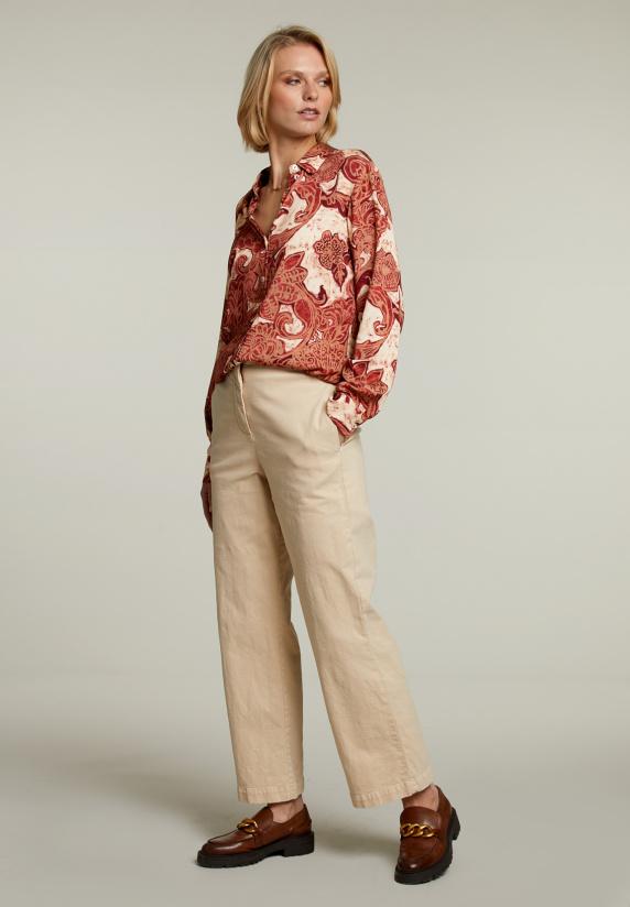 River Woods Rood/beige Fantasie Blouse