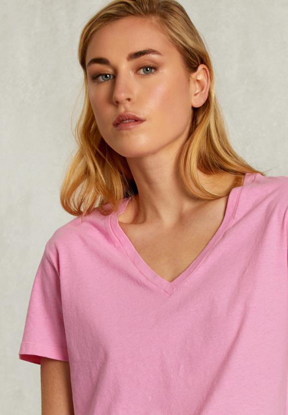 River Woods Roze Basic V-hals T-shirt
