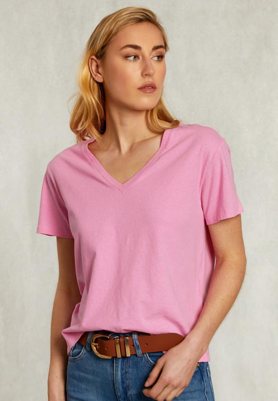 River Woods Roze Basic V-hals T-shirt