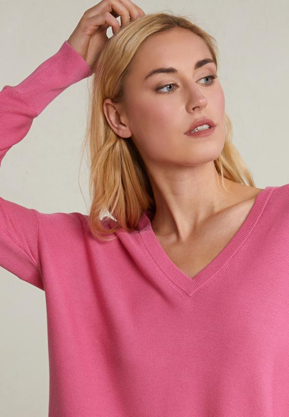 River Woods Roze Basic V-hals Trui Lange Mouwen