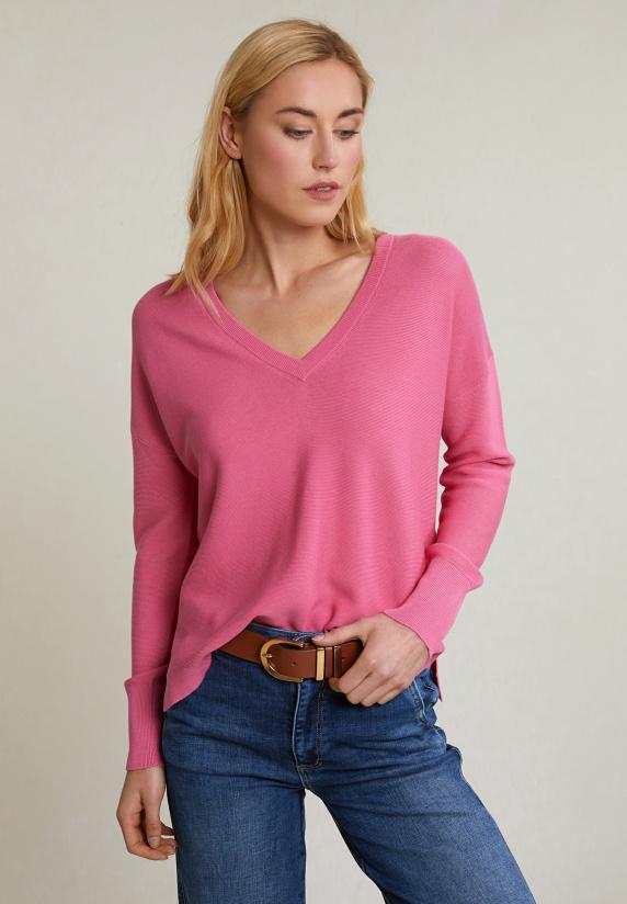 River Woods Roze Basic V-hals Trui Lange Mouwen