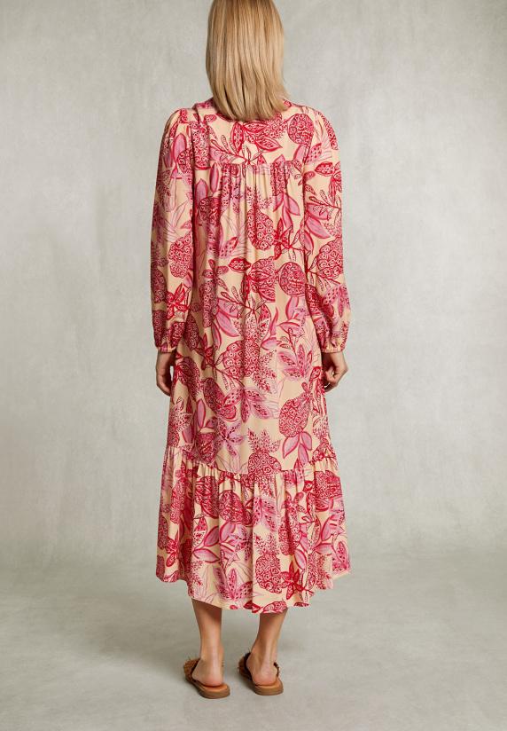 River Woods Roze/beige Bloemenjurk Met Ruches