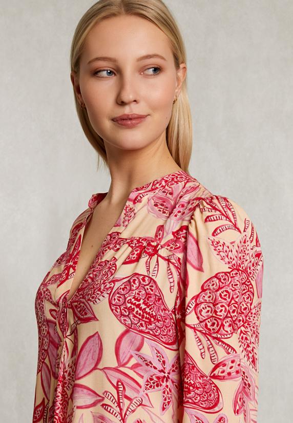 River Woods Roze/beige Bloemenjurk Met Ruches