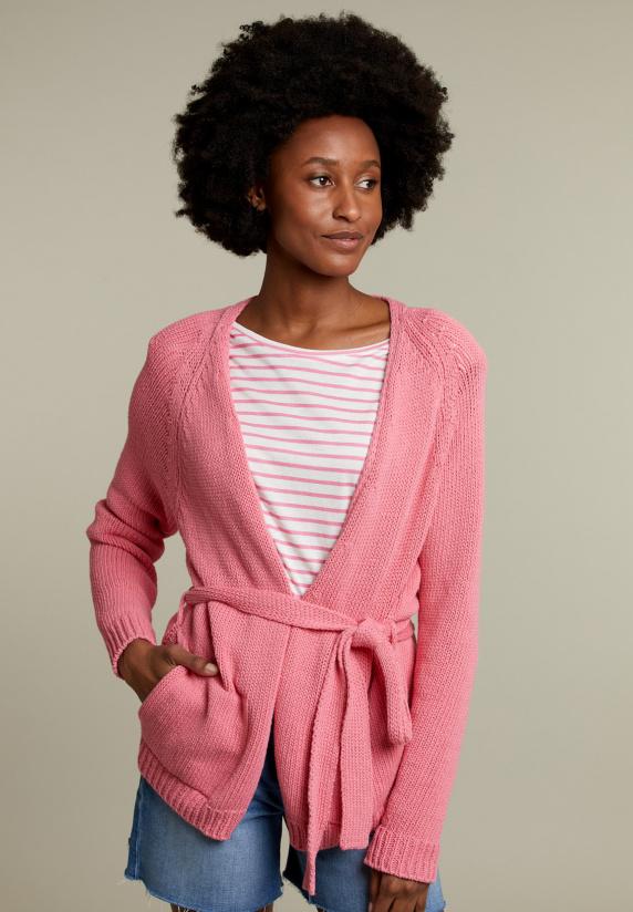 river woods Roze cardigan met ceintuur