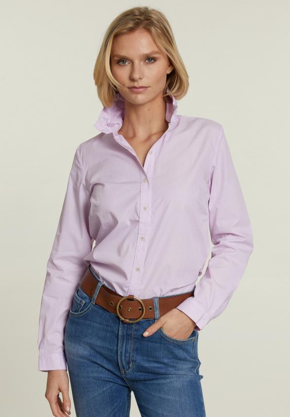 river woods Roze gestreepte blouse opstaande kraag
