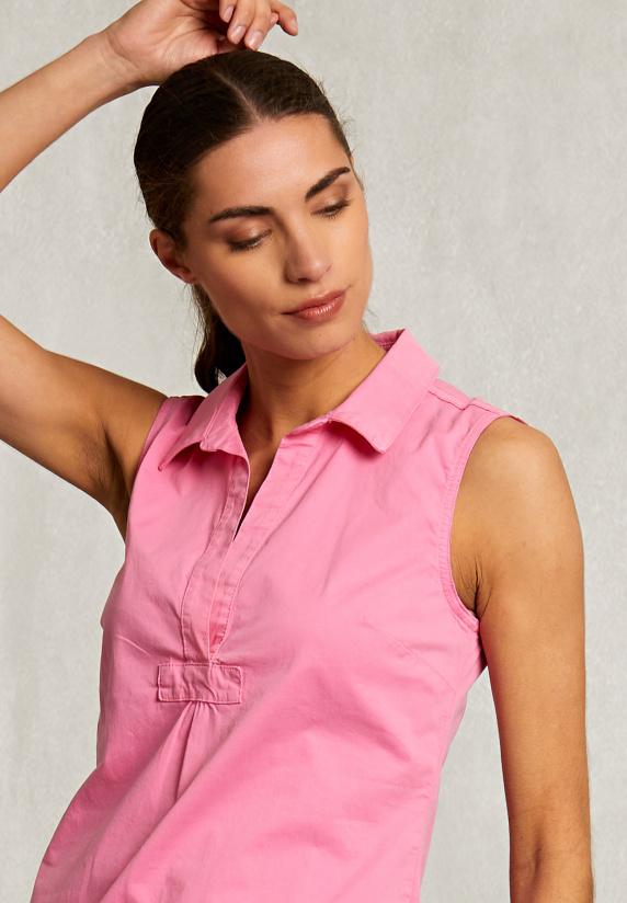 River Woods Roze Katoenen Mouwloze V-hals Jurk