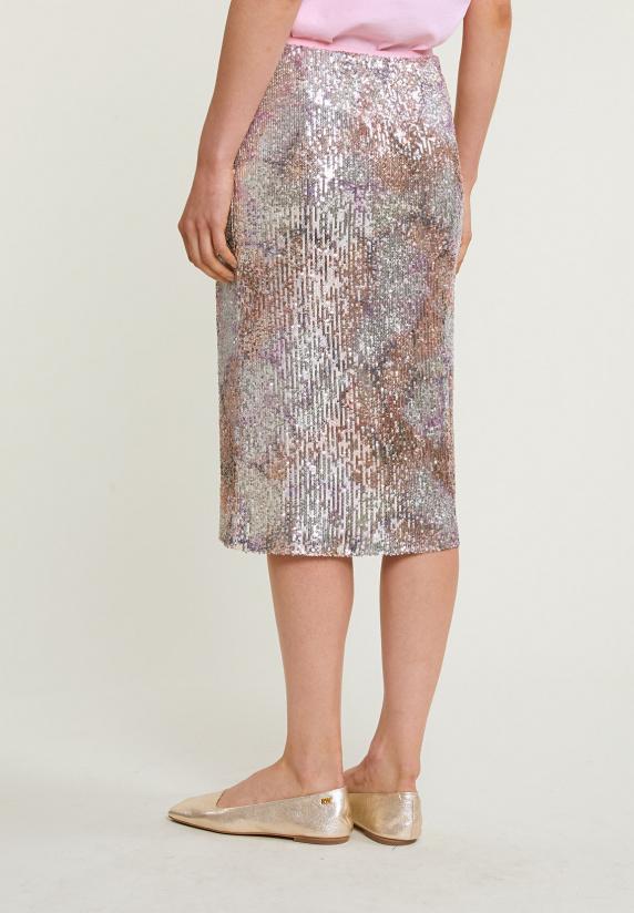 River Woods Roze Pailletten Midi Stretch Rok