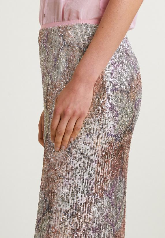 River Woods Roze Pailletten Midi Stretch Rok