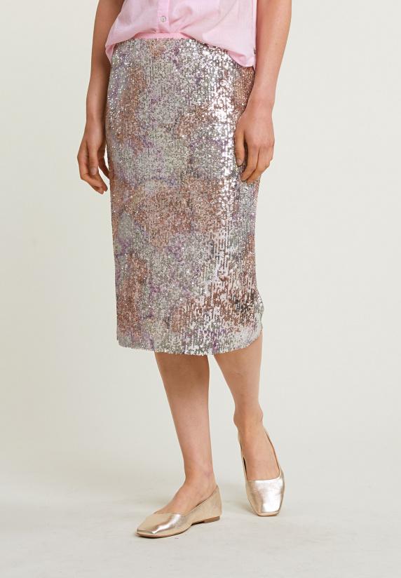 River Woods Roze Pailletten Midi Stretch Rok