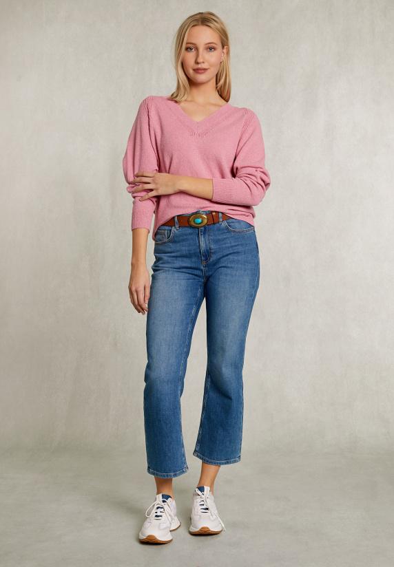 River Woods Roze Raglan V-hals Trui