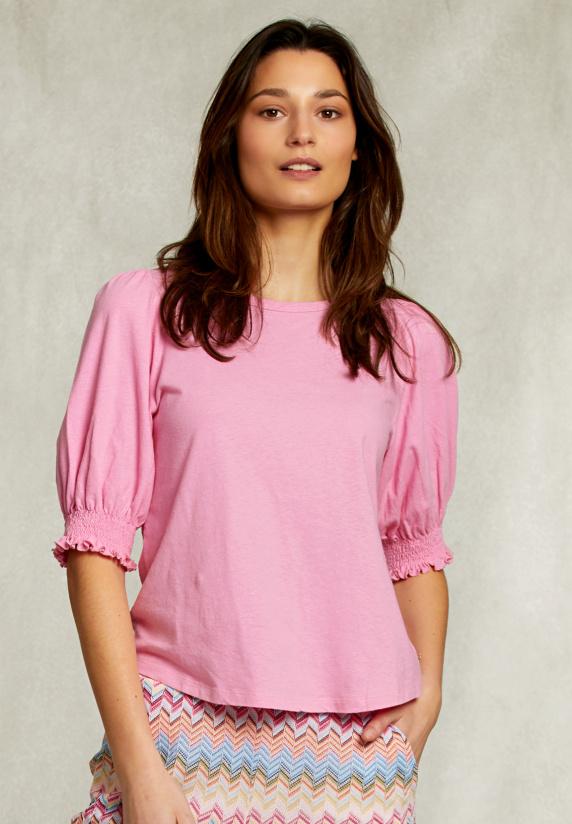 river woods Roze T-shirt 3/4 mouwen met smock