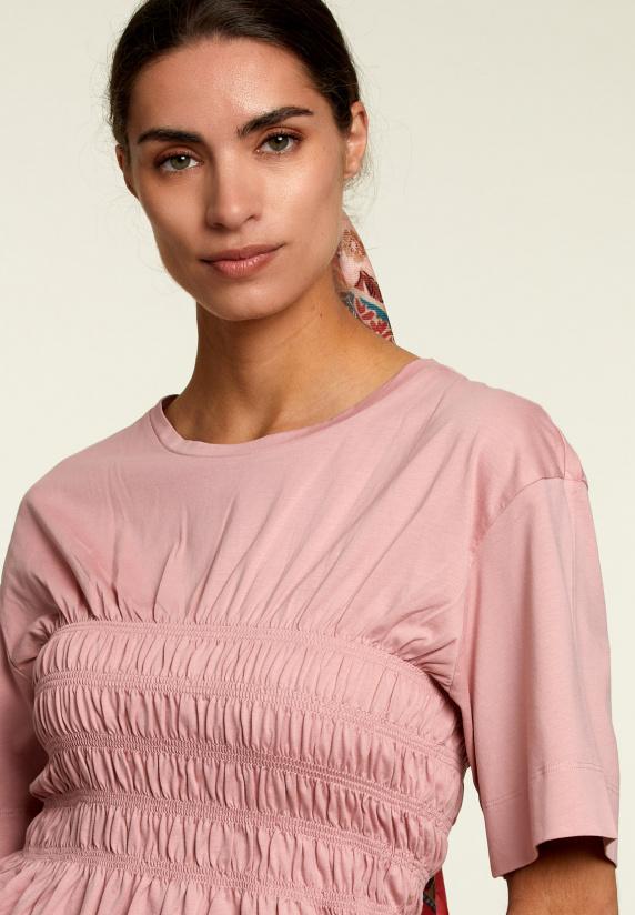 River Woods Roze T-shirt Met Smock Detail