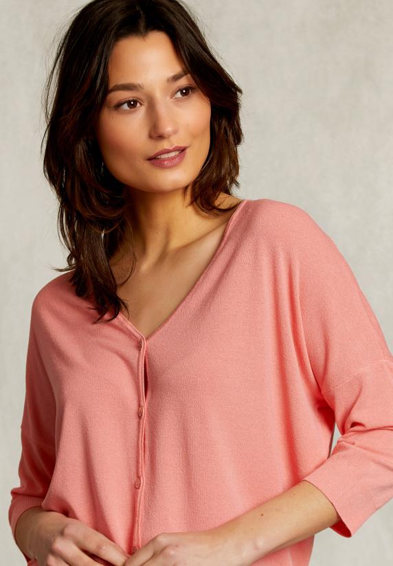River Woods Roze V-hals Cardigan 3/4 Mouwen