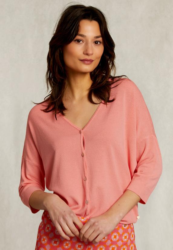 river woods Roze V-hals cardigan 3/4 mouwen
