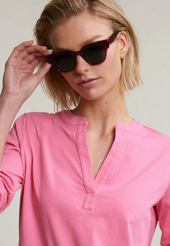 River Woods Roze V-hals T-shirt Lange Mouwen