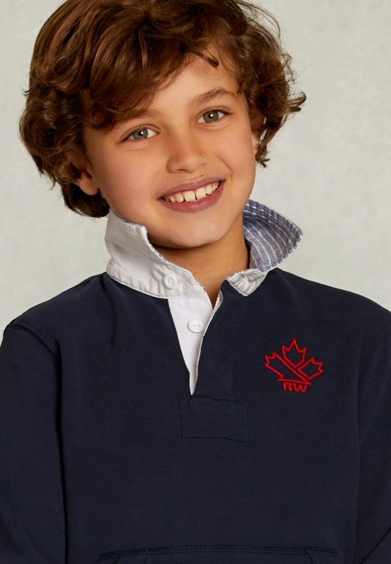 River Woods Rugby Trui Opgestikte Zak Navy