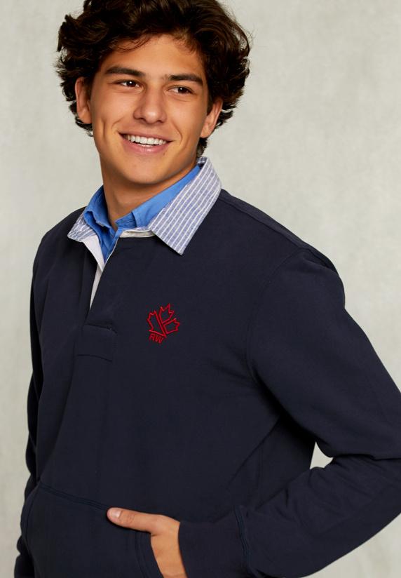 River Woods Rugby Trui Opgestikte Zak Navy