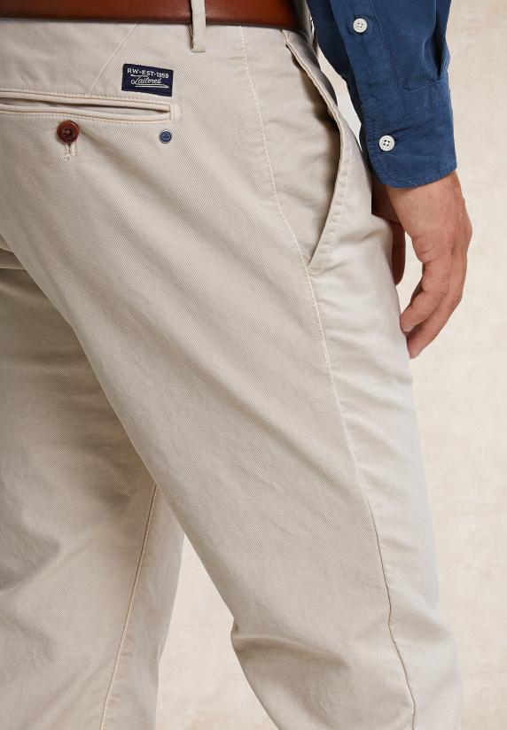 River Woods Slim Fit Basic Chinobroek Sand