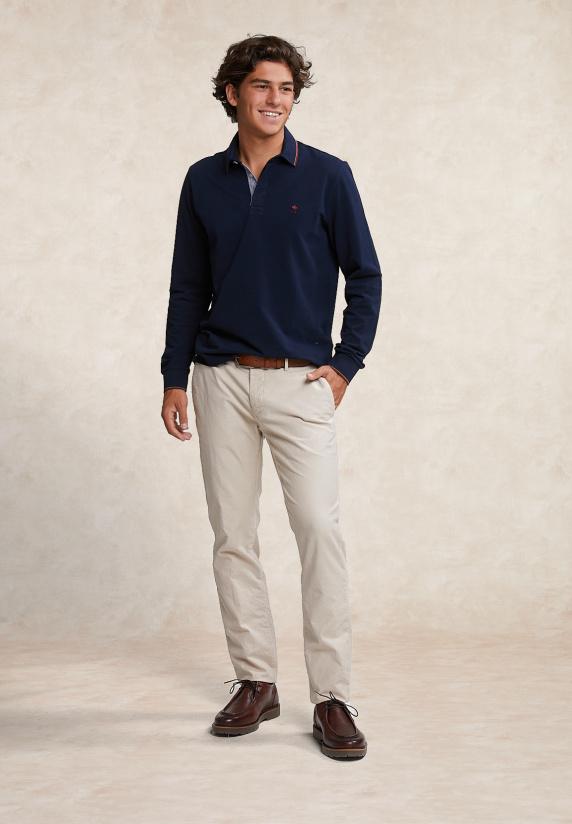 River Woods Slim Fit Basic Chinobroek Sand