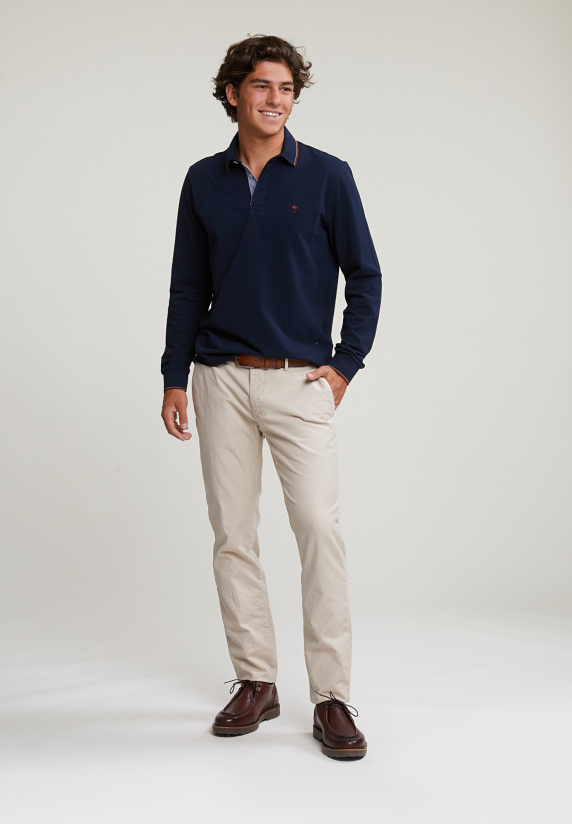 River Woods Slim Fit Basic Chinobroek Sand