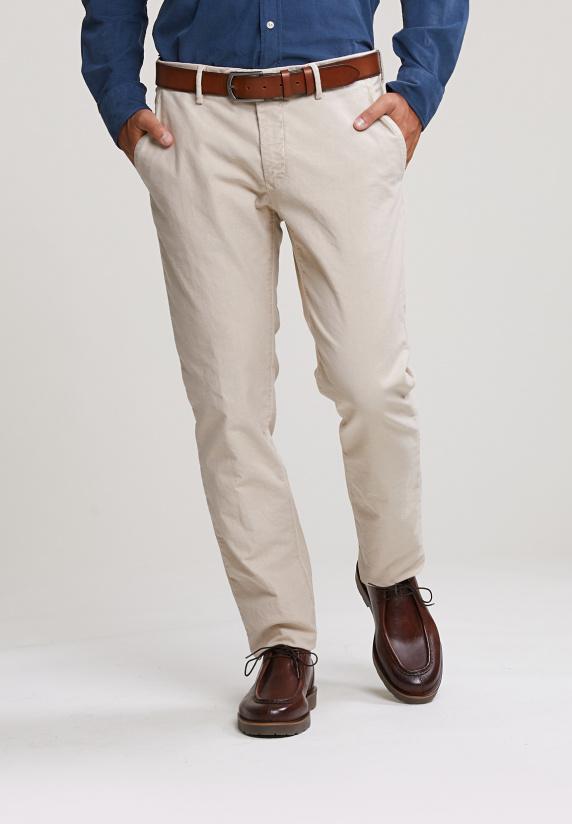 River Woods Slim Fit Basic Chinobroek Sand