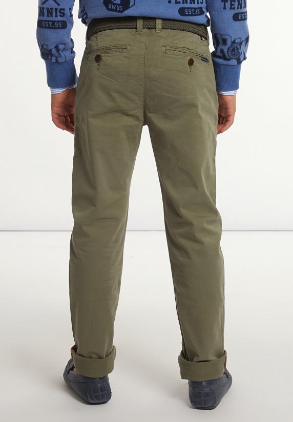 River Woods Slim Fit Basic Chinobroek Stretch Kaki