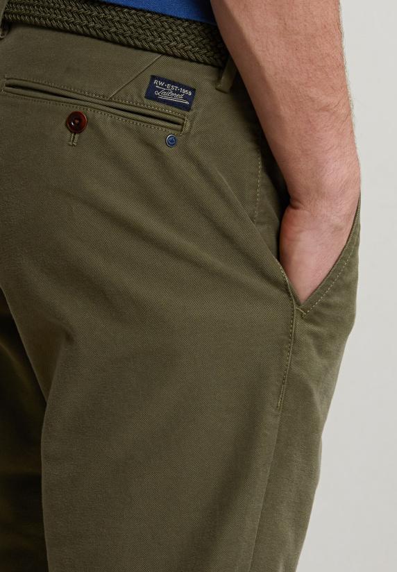 River Woods Slim Fit Basic Chinobroek Stretch Kaki