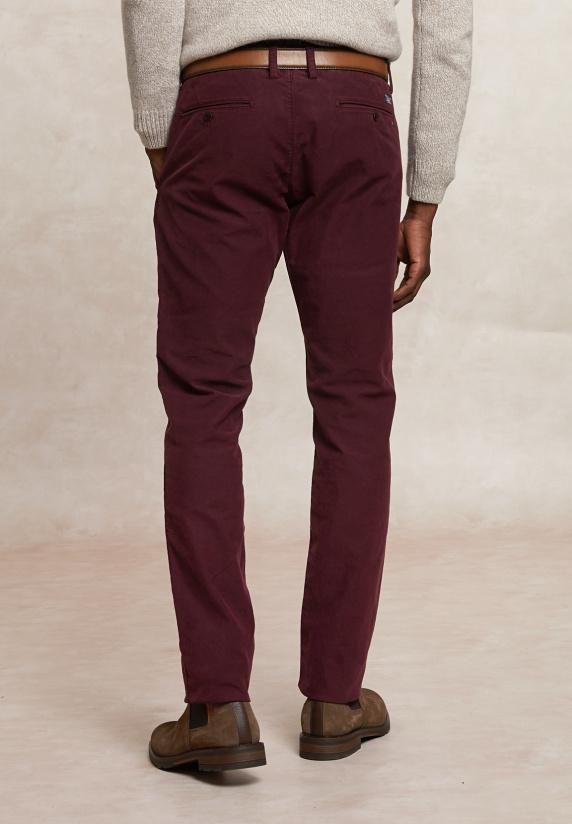 River Woods Slim Fit Basic Chinobroek Stretch Rood