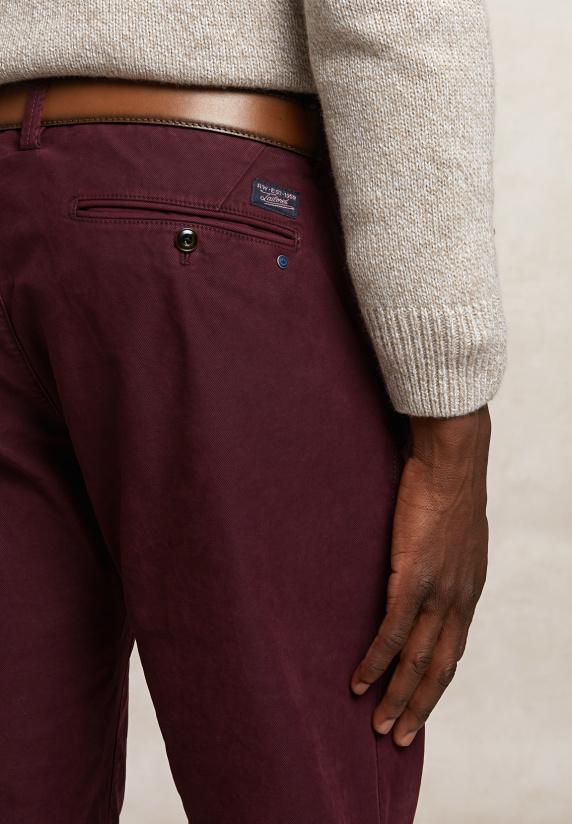 River Woods Slim Fit Basic Chinobroek Stretch Rood