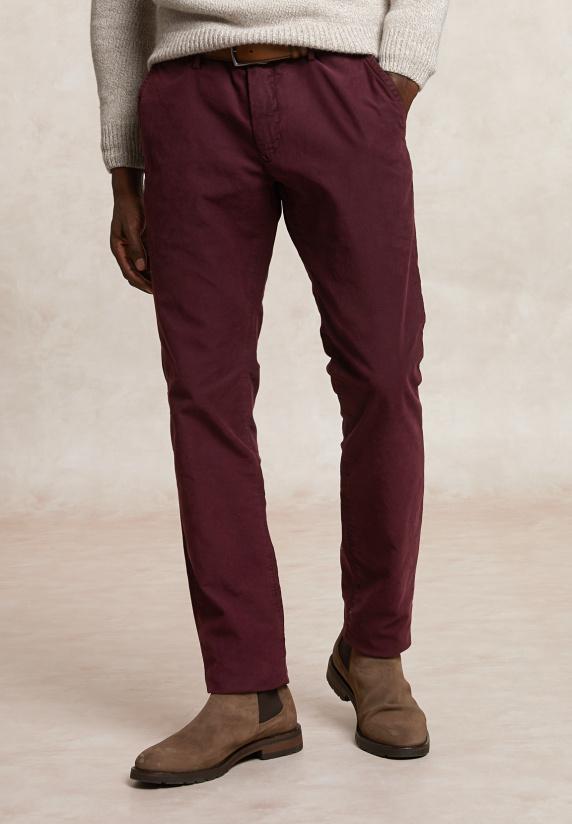 River Woods Slim Fit Basic Chinobroek Stretch Rood