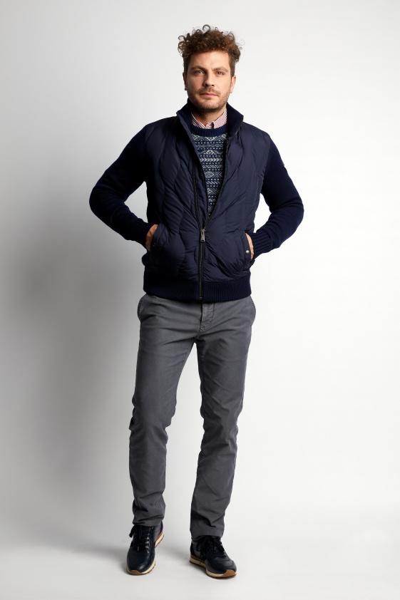 River Woods Slim Fit Chino In Katoen In Grijs