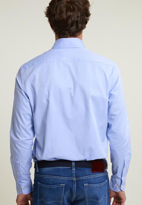 River Woods Slim Fit Effen Hemd Blauw