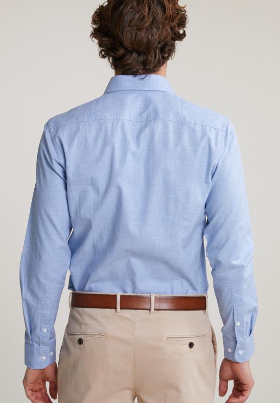 River Woods Slim Fit Effen Hemd Blauw