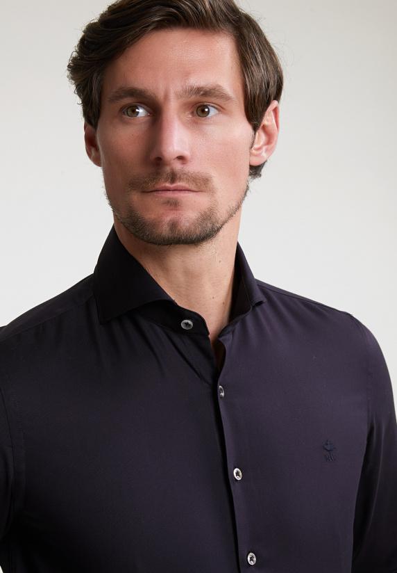 River Woods Slim Fit Effen Hemd Blauw