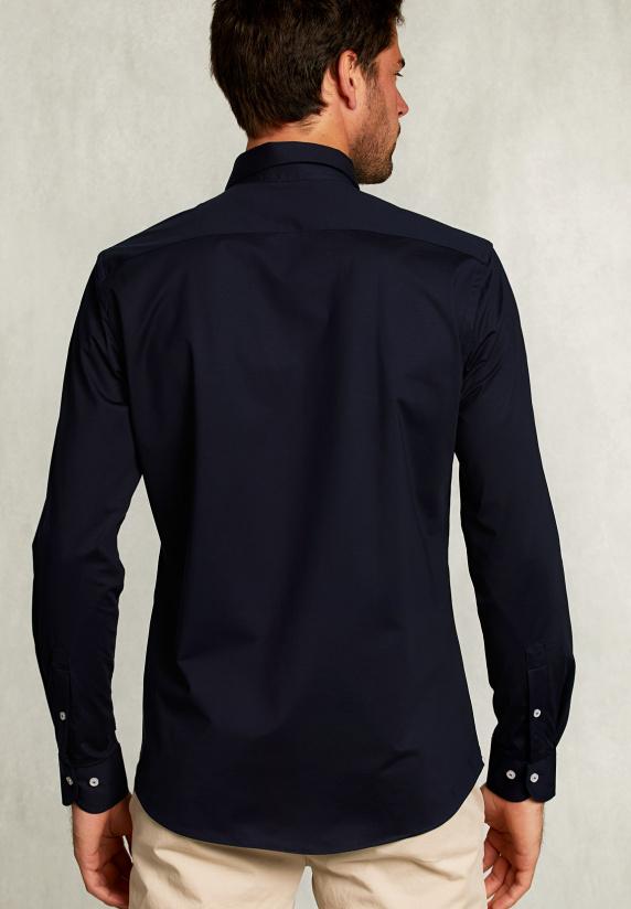 River Woods Slim Fit Effen Hemd Blauw