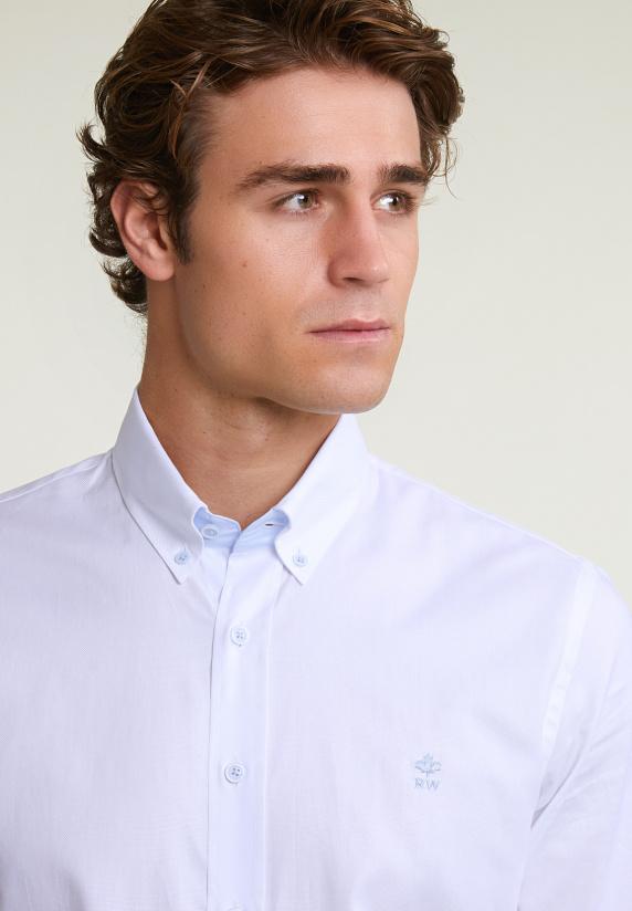 River Woods Slim Fit Effen Hemd Wit