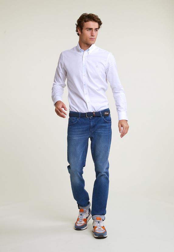 River Woods Slim Fit Effen Hemd Wit